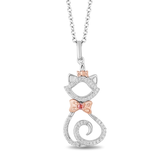 Disney Treasures The Aristocats Pink Tourmaline and 0.085 CT. T.W. Diamond Pendant in Sterling Silver and 10K Rose Gold