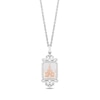 Enchanted Disney Emerald-Cut Topaz and 0.145 CT. T.W. Diamond Castle Pendant in Sterling Silver and 14K Rose Gold