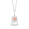 Thumbnail Image 1 of Enchanted Disney Belle 0.18 CT. T.W. Diamond Rose Dome Frame Pendant in Sterling Silver and 14K Rose Gold