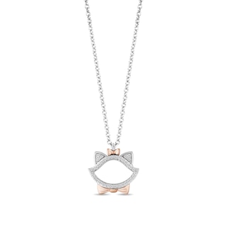 Disney Treasures The Aristocats 0.085 CT. T.W. Diamond Outline Pendant in Sterling Silver and 10K Rose Gold - 19”