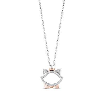 Disney Treasures The Aristocats 0.085 CT. T.W. Diamond Outline Pendant in Sterling Silver and 10K Rose Gold - 19”