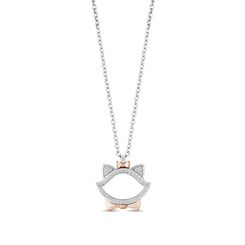 Main Image 1 of Disney Treasures The Aristocats 0.085 CT. T.W. Diamond Outline Pendant in Sterling Silver and 10K Rose Gold - 19”