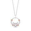 Thumbnail Image 1 of Disney Treasures Bambi 0.145 CT. T.W. Diamond Flower Wreath Pendant in Sterling Silver and 10K Rose Gold - 19”