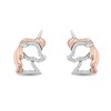 Disney Treasures 0.085 CT. T.W. Diamond Unicorn Stud Earrings in Sterling Silver and 10K Rose Gold