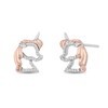 Thumbnail Image 2 of Disney Treasures 0.085 CT. T.W. Diamond Unicorn Stud Earrings in Sterling Silver and 10K Rose Gold