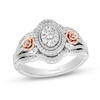 Thumbnail Image 1 of Enchanted Disney Belle 0.29 CT. T.W. Oval-Shaped Multi-Diamond Rose-Sides Ring in Sterling Silver and 10K Rose Gold