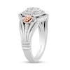 Thumbnail Image 2 of Enchanted Disney Belle 0.29 CT. T.W. Oval-Shaped Multi-Diamond Rose-Sides Ring in Sterling Silver and 10K Rose Gold