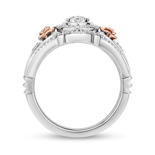 Enchanted Disney Belle 0.29 CT. T.W. Oval-Shaped Multi-Diamond Rose-Sides Ring in Sterling Silver and 10K Rose Gold