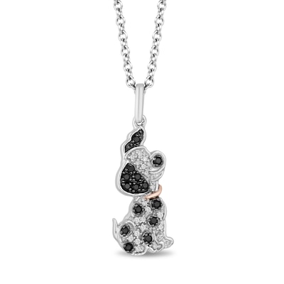 Disney Treasures 101 Dalmatians 0.145 CT. T.W. Black and White Diamond Lucky Pendant in Sterling Silver and Rose Gold