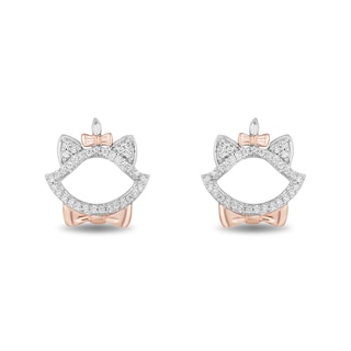 Disney Treasures The Aristocats 0.085 CT. T.W. Diamond Outline Stud Earrings in Sterling Silver and 10K Rose Gold