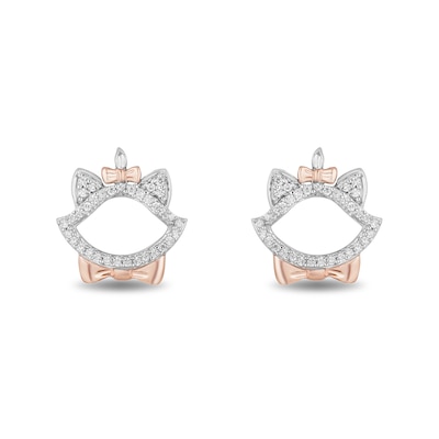 Disney Treasures The Aristocats 0.085 CT. T.W. Diamond Outline Stud Earrings in Sterling Silver and 10K Rose Gold