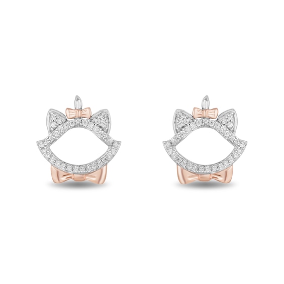 Disney Treasures The Aristocats 0.085 CT. T.W. Diamond Outline Stud Earrings in Sterling Silver and 10K Rose Gold