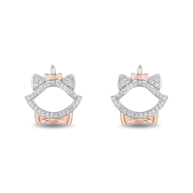 Main Image 1 of Disney Treasures The Aristocats 0.085 CT. T.W. Diamond Outline Stud Earrings in Sterling Silver and 10K Rose Gold