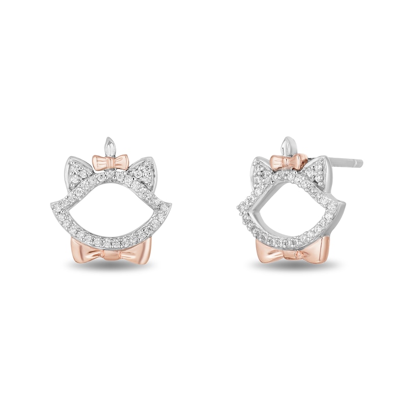 Main Image 2 of Disney Treasures The Aristocats 0.085 CT. T.W. Diamond Outline Stud Earrings in Sterling Silver and 10K Rose Gold