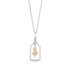 Thumbnail Image 1 of Disney Treasures Alice in Wonderland 0.145 CT. T.W. Diamond Bottle Frame Pendant in Sterling Silver and 10K Rose Gold