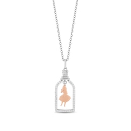 Disney Treasures Alice in Wonderland 0.145 CT. T.W. Diamond Bottle Frame Pendant in Sterling Silver and 10K Rose Gold