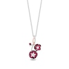 Thumbnail Image 1 of Enchanted Disney Mulan Rhodolite Garnet and 0.145 CT. T.W. Diamond Flower Vine Pendant in Sterling Silver and Rose Gold