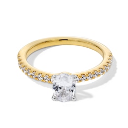 1.00 CT. T.W. Oval Certified Lab-Created Diamond Engagement Ring in 14K Gold (F/VS2)