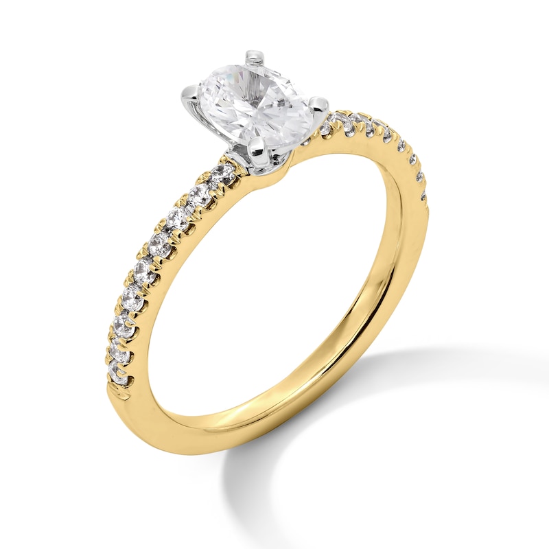 1.00 CT. T.W. Oval Certified Lab-Created Diamond Engagement Ring in 14K Gold (F/VS2