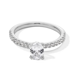 1.00 CT. T.W. Oval Certified Lab-Created Diamond Engagement Ring in 14K White Gold (F/VS2)