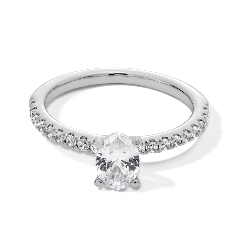 Main Image 1 of 1.00 CT. T.W. Oval Certified Lab-Created Diamond Engagement Ring in 14K White Gold (F/VS2)