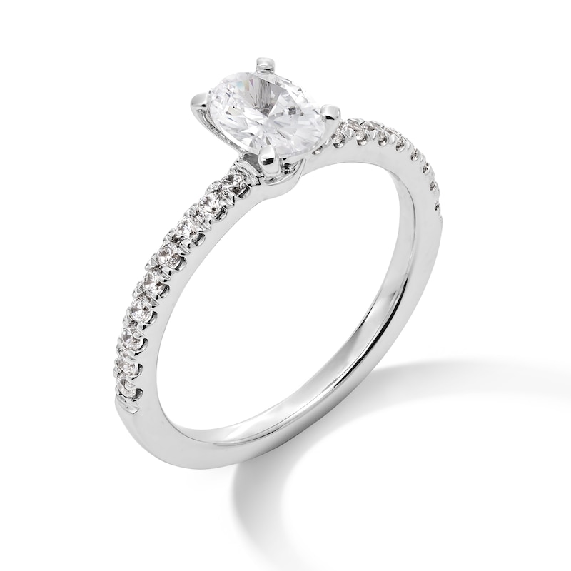 Main Image 2 of 1.00 CT. T.W. Oval Certified Lab-Created Diamond Engagement Ring in 14K White Gold (F/VS2)