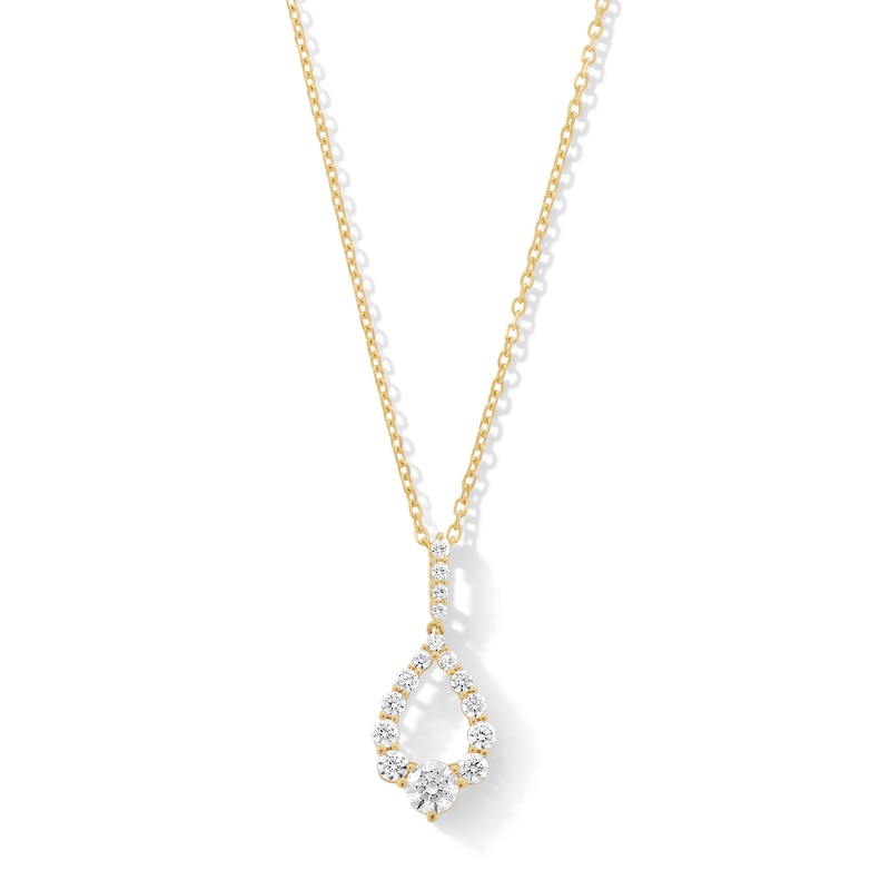 Main Image 1 of 0.50 CT. T.W. Milestones Diamond Graduated Teardrop Pendant in 10K Gold