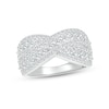 0.95 CT. T.W. Certified Lab-Created Diamond Triple Row Crossover Ring in 10K White Gold (H/I1)