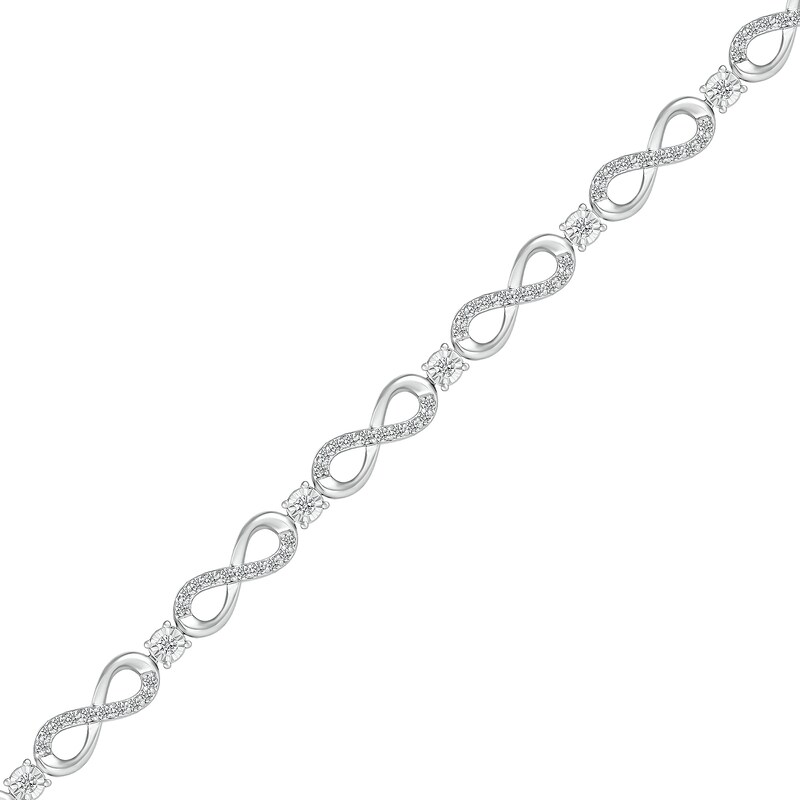 0.95 CT. T.W. Certified Lab-Created Diamond Alternating Infinity Link Bracelet in 10K White Gold (H/I1) - 7.25"