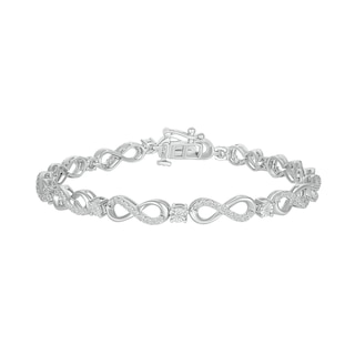 0.95 CT. T.W. Certified Lab-Created Diamond Alternating Infinity Link Bracelet in 10K White Gold (H/I1) - 7.25"