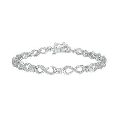 0.95 CT. T.W. Certified Lab-Created Diamond Alternating Infinity Link Bracelet in 10K White Gold (H/I1) - 7.25"