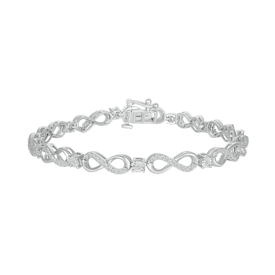 0.95 CT. T.W. Certified Lab-Created Diamond Alternating Infinity Link Bracelet in 10K White Gold (H/I1) - 7.25"