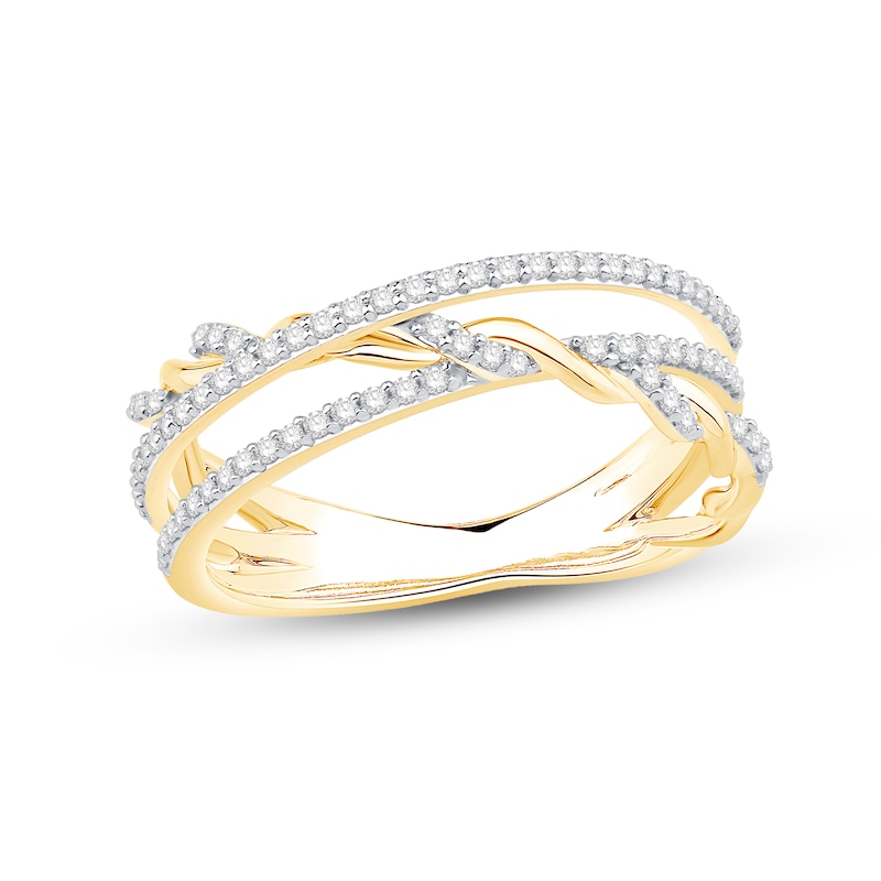 Main Image 1 of 0.25 CT. T.W. Diamond Twist Crossover Ring in 10K Gold