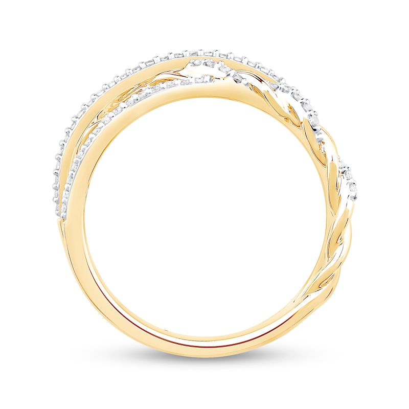 0.25 CT. T.W. Diamond Twist Crossover Ring in 10K Gold