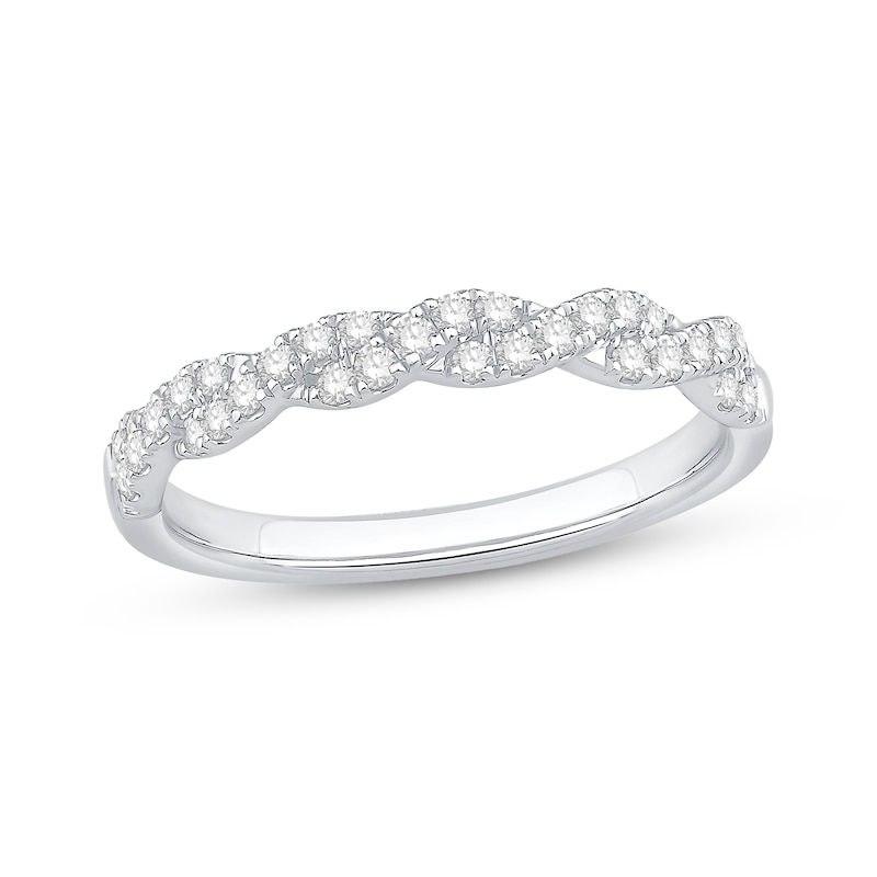 Main Image 1 of 0.25 CT. T.W. Diamond Twist Band in 10K White Gold