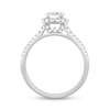 1.45 CT. T.W. Pear-Shaped Certified Diamond Frame Double Row Shank Engagement Ring in 14K White Gold (I/I1)