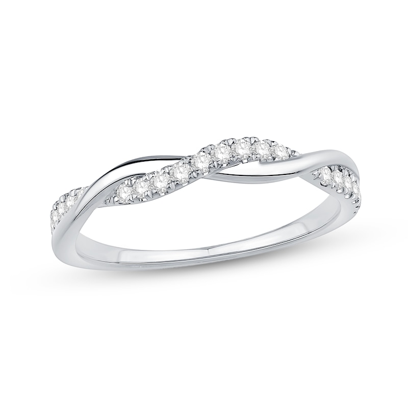 Main Image 1 of 0.20 CT. T.W. Diamond Twist Band in 10K White Gold