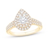 1.15 CT. T.W. Diamond Double Pear-Shaped Frame Double Row Shank Engagement Ring in 14K Gold