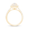 1.15 CT. T.W. Diamond Double Pear-Shaped Frame Double Row Shank Engagement Ring in 14K Gold