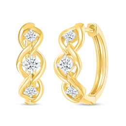 0.37 CT. T.W. Certified Lab-Created Diamond Three Stone Twist Hoop Earrings in 10K Gold (H/SI2)