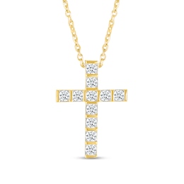 0.45 CT. T.W. Certified Lab-Created Diamond Cross Pendant in 10K Gold (H/SI2)