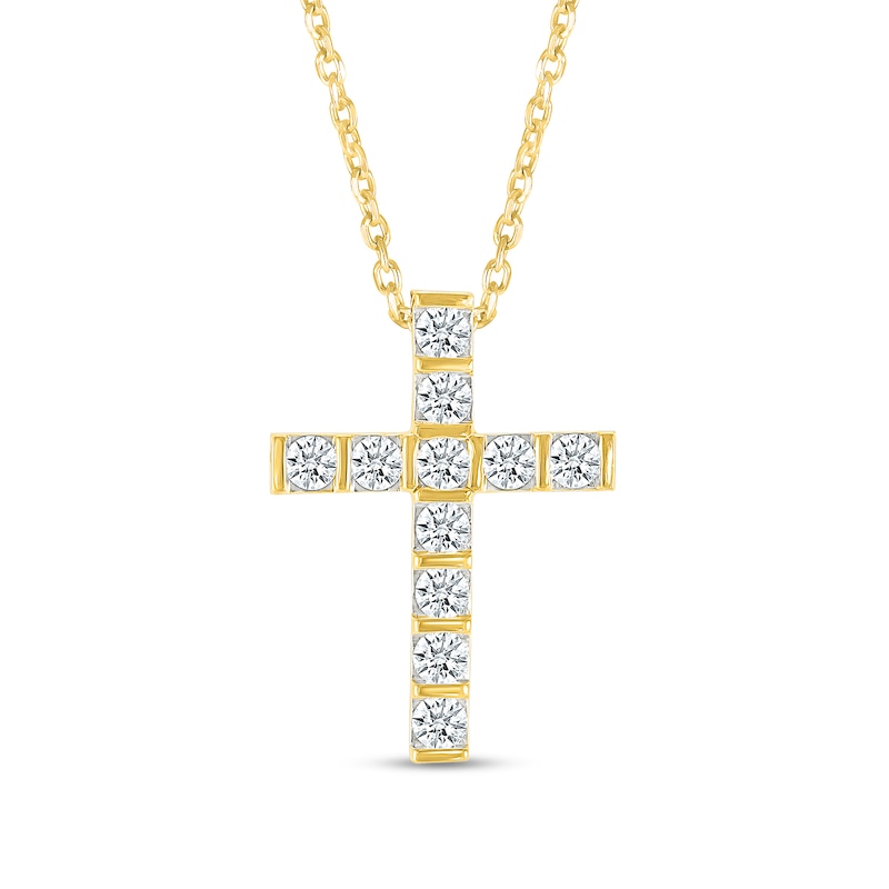 Main Image 1 of 0.45 CT. T.W. Certified Lab-Created Diamond Cross Pendant in 10K Gold (H/SI2)