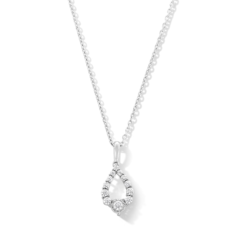 Main Image 1 of 0.20 CT. T.W. Milestones Diamond Graduated Teardrop Pendant in Sterling Silver