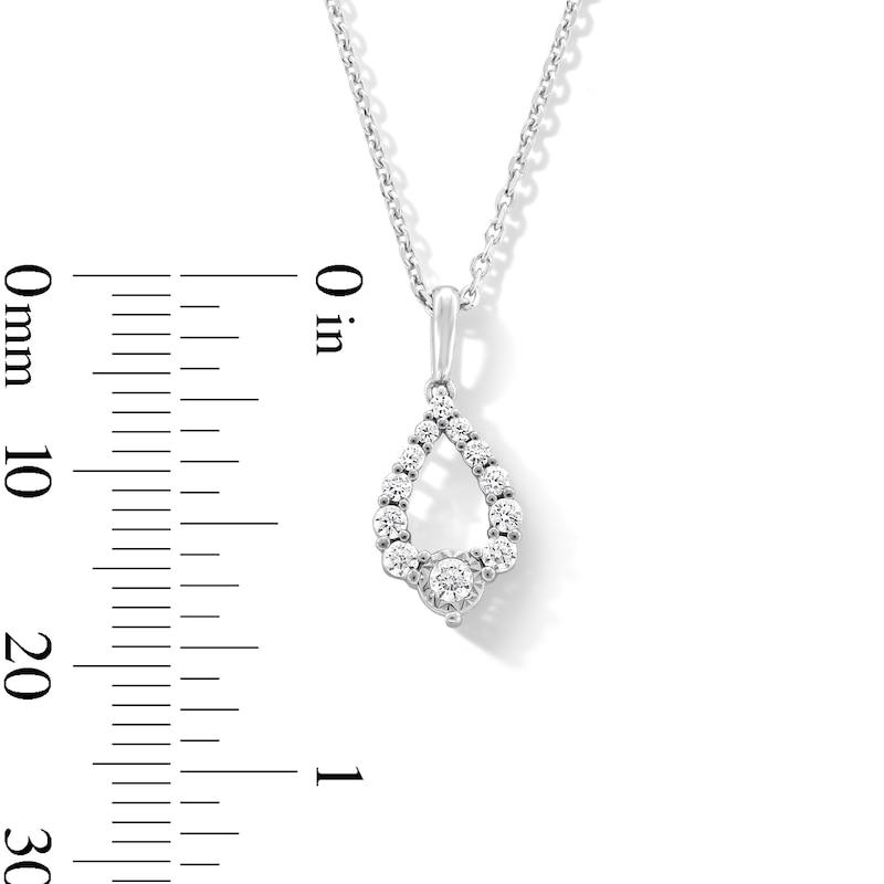 Main Image 3 of 0.20 CT. T.W. Milestones Diamond Graduated Teardrop Pendant in Sterling Silver