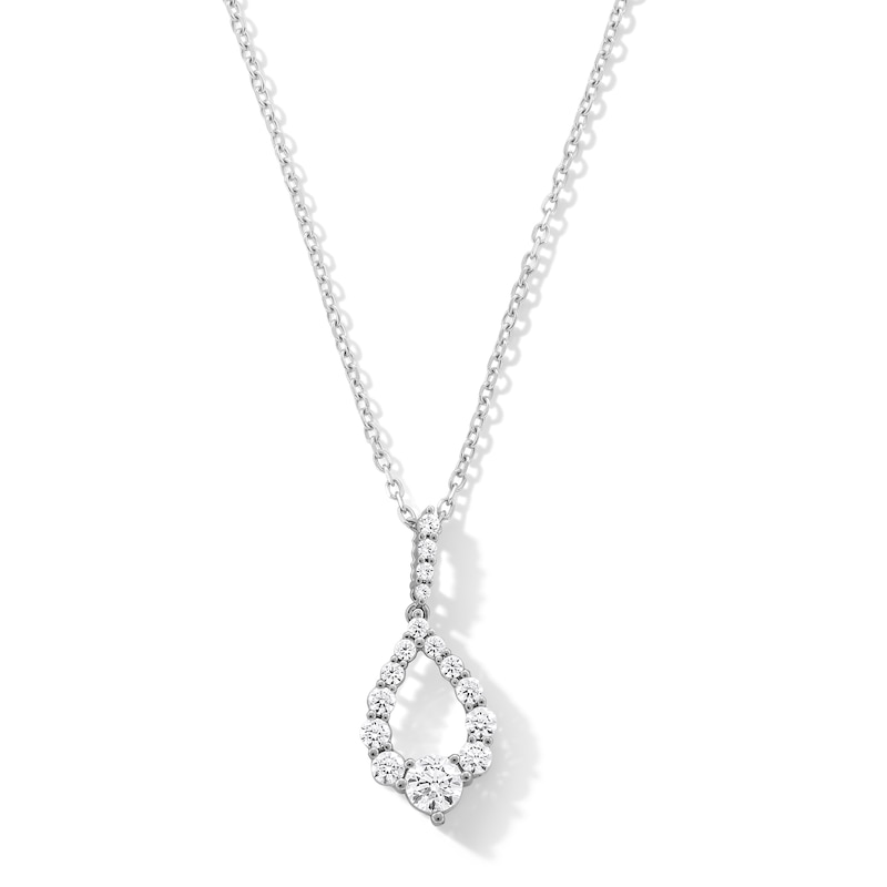 Main Image 1 of 0.50 CT. T.W. Milestones Diamond Graduated Teardrop Pendant in 10K White Gold