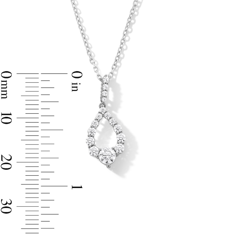 Main Image 3 of 0.50 CT. T.W. Milestones Diamond Graduated Teardrop Pendant in 10K White Gold