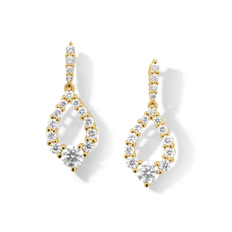 Main Image 1 of 0.50 CT. T.W. Milestones Diamond Graduated Teardrop Earrings in 10K Gold