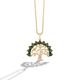 Limor Green Tourmaline and Diamond Accent Tree Pendant in Sterling Silver with 24K Gold Plate - 26&quot;