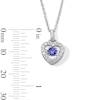 Unstoppable Love™ 4.0mm Tanzanite and White Lab-Created Sapphire Heart Frame Pendant in Sterling Silver