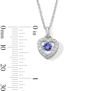 Unstoppable Love™ 4.0mm Tanzanite and White Lab-Created Sapphire Heart Frame Pendant in Sterling Silver